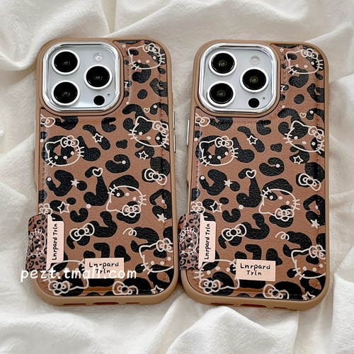 ins风可爱豹纹hellokitty手机壳