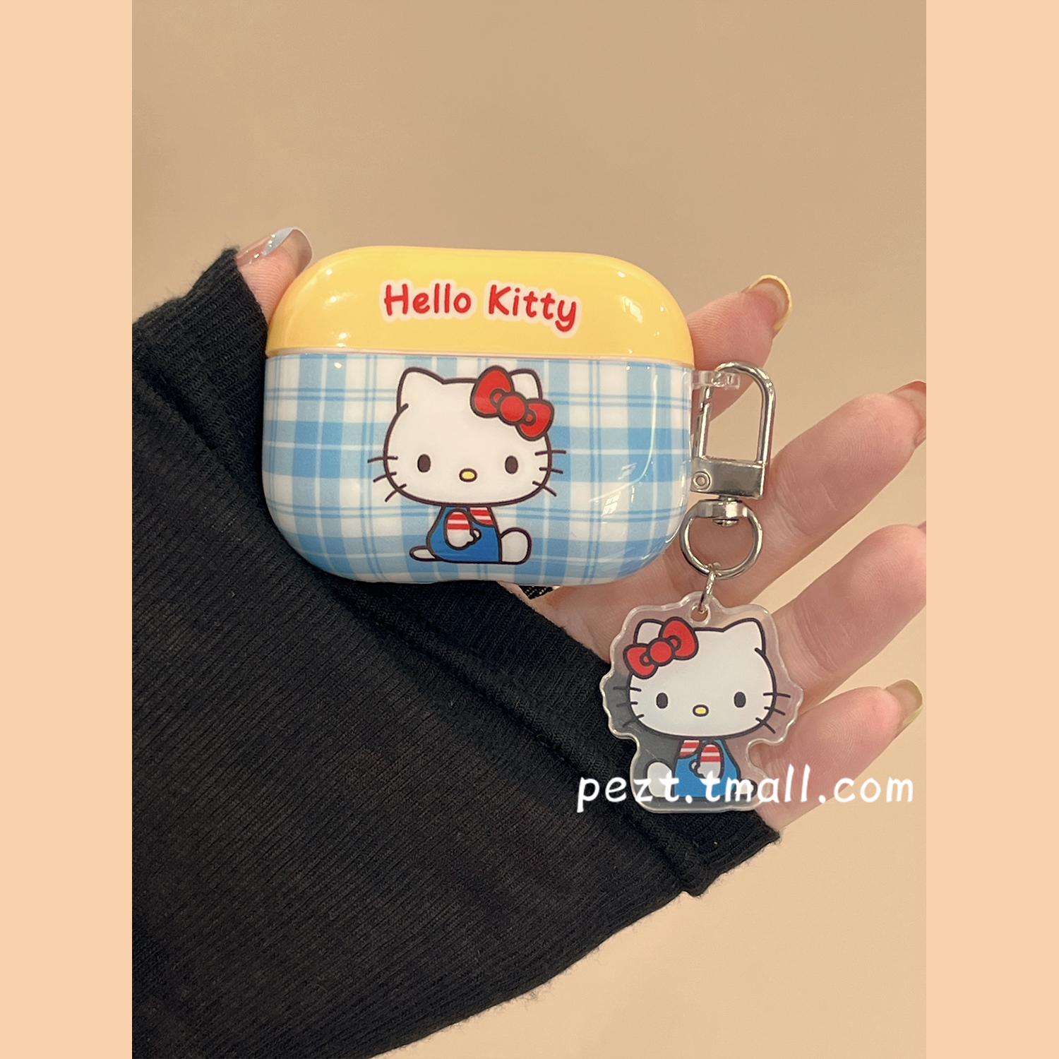 可爱格纹hellokitty耳机套