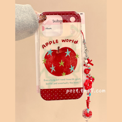 鎏金星星苹果涂鸦手机壳带手链