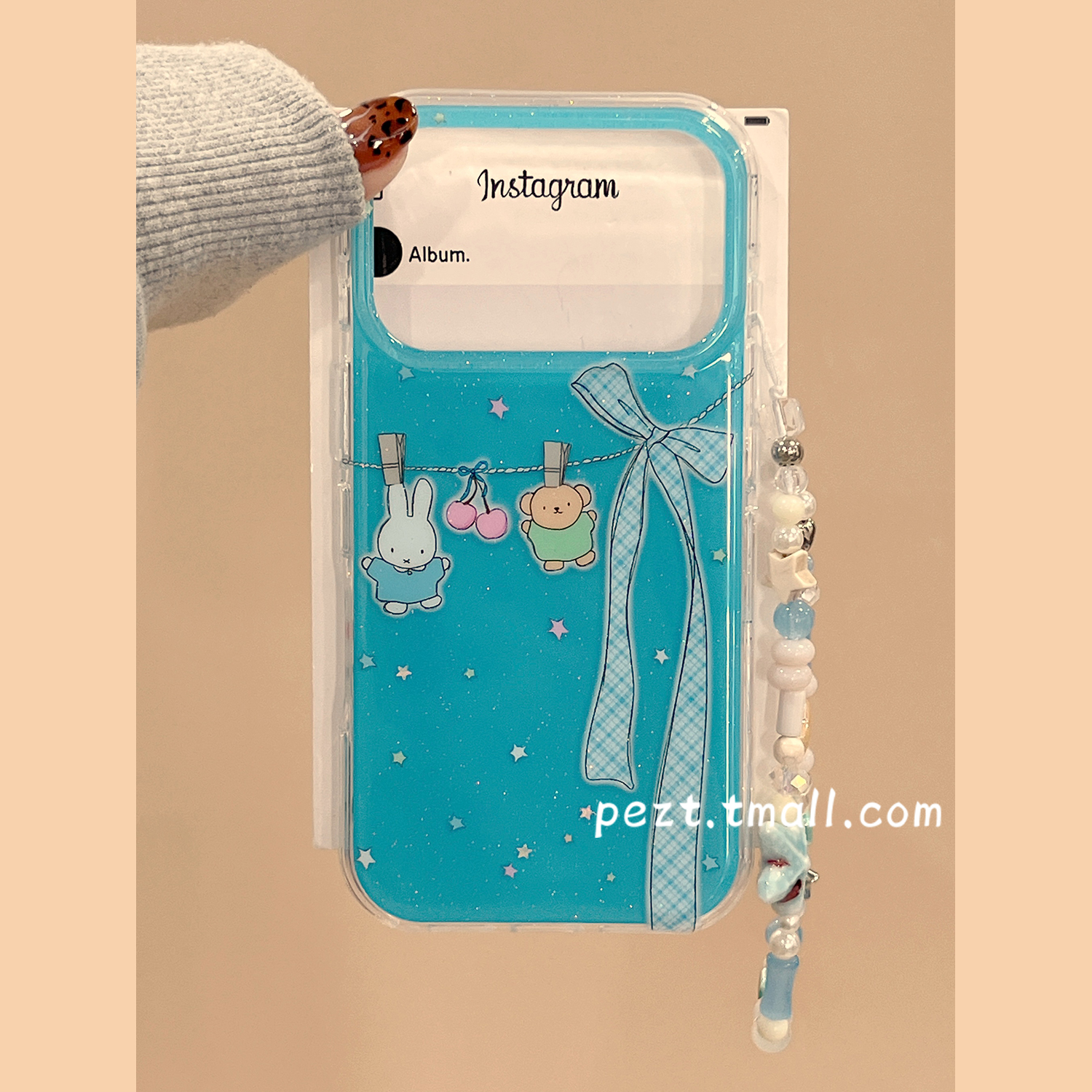 彩色星星小熊米菲兔手机壳带手链