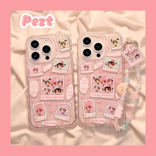 网红飞天小女警手机壳带手链