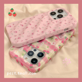 粉色小碎花草莓适用苹果16手机壳少女心iphone13promax新款 12防摔11小众15全包软壳保护套 15pro硅胶14pro女款