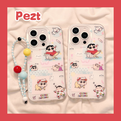 日韩风可爱蜡笔小新手机壳带手链