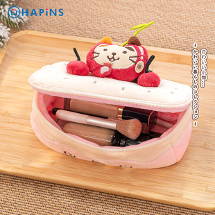 【陈多多联名车厘子奶茶毛绒化妆包】猫咪蛋糕收纳笔袋学生大容量