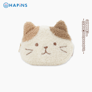 日本HAPiNS三花猫随身袋零钱包便携学生潮牌耳机杂物逛街收纳包