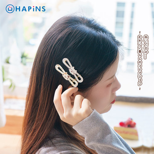 HAPiNS小猫亚克力刘海边夹新款可爱发夹季侧边一字夹女三花猫