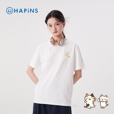 日本FNN短袖t恤女夏季冰丝小个子日系原创潮牌宽松半袖修身款上衣