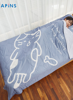 日本Hapins猫夏凉被凉感空调被可机洗棉被子被芯单双人夏被免被套