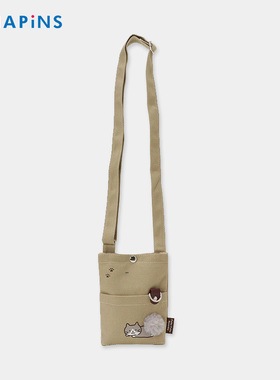 HAPiNS猫咪手机包女斜挎迷你小包包夏季装布袋挂脖便携零钱包
