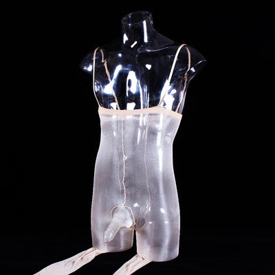 男士连裤袜丝袜性感情趣连体袜透明超薄吊带裤袜JJ套黑伪娘连身袜