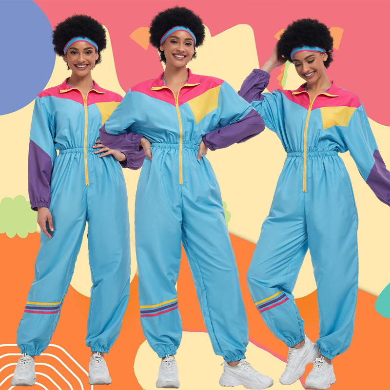 万圣节舞台欧美80、90年代复古运动衣活力舞蹈运动健身操滑雪服