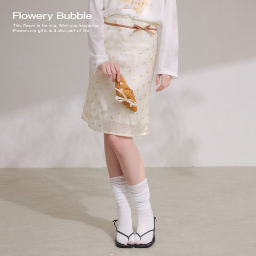 FloweryBubble薄纱A字半身裙