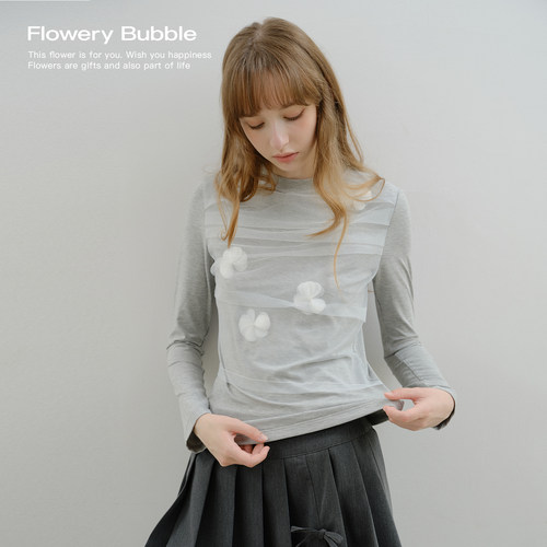 FloweryBubble蕾丝修身显瘦T恤