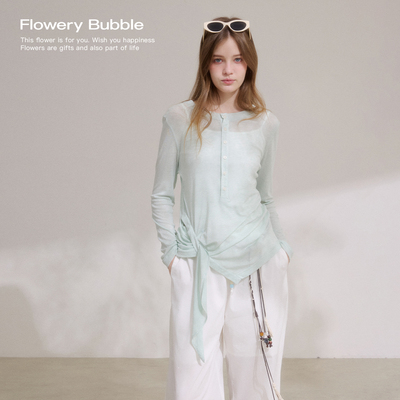 FloweryBubble亨利领天丝T恤
