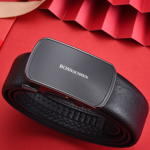 博斯绅威BOSSSUNWEN男皮带自动扣腰带高档牛皮商务休闲裤带礼盒装