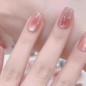 热卖 穿戴甲美甲贴片假指甲短款 炫彩烟花显白喜娘甲高级感网红爆款