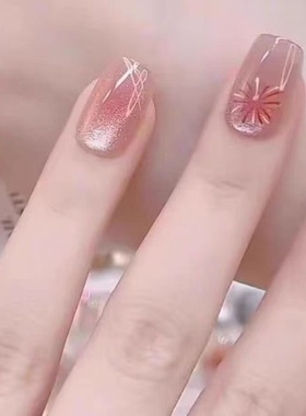 穿戴甲美甲贴片假指甲短款炫彩烟花显白喜娘甲高级感网红爆款热卖