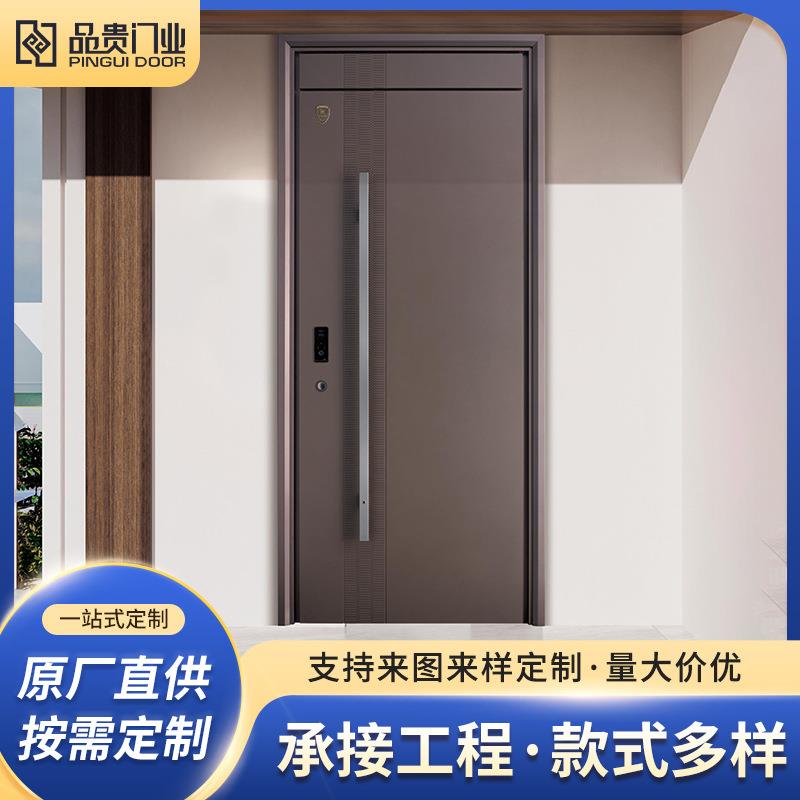 意式铝木装甲门精雕铸铝门自建房别墅入户门新中式隔音防盗门大门