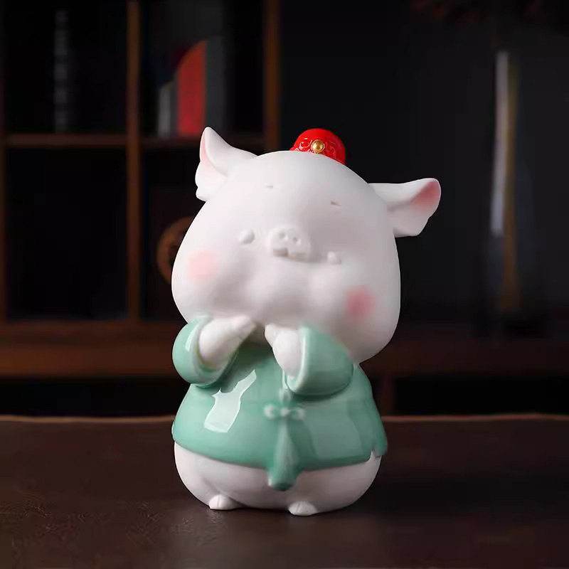 创意陶瓷小猪桌面摆件情侣送女友