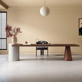 新中式 茶台中古风白蜡木家用实木大板桌子现代简约阳台胡桃木茶桌