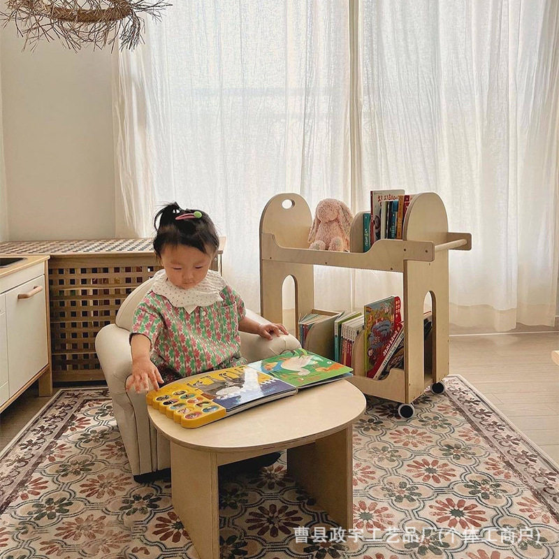 木制拼装书架图书收纳架绘本整理架子松木储物书柜收纳儿童房书籍