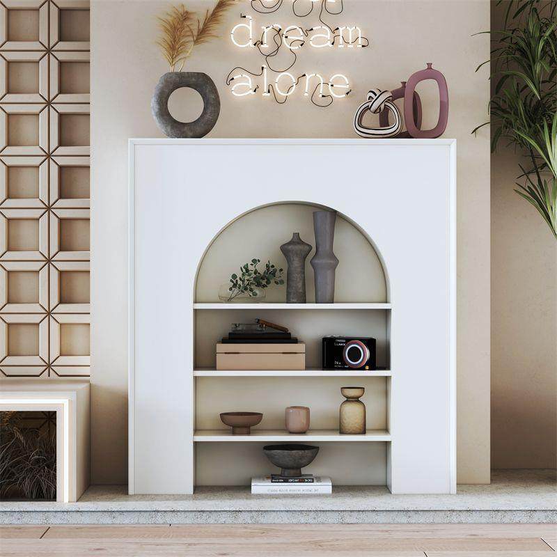 客厅装饰柜防真壁炉柜民宿简约白色装饰柜置物架陈列柜洞穴玄关柜