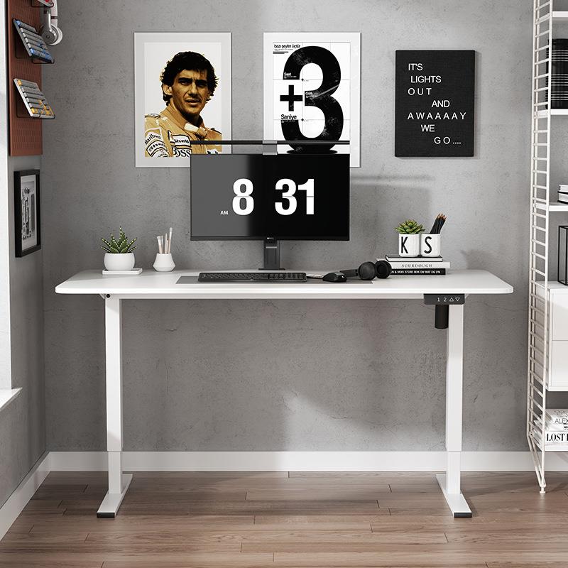 家用电动升降桌电脑桌高度可调办公桌木质学习桌电竞桌