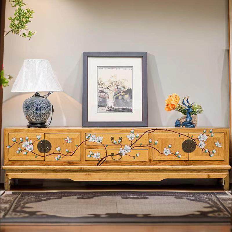 新中式卧室现代矮款电视柜客厅简约实木新款地柜装饰边柜矮柜现货
