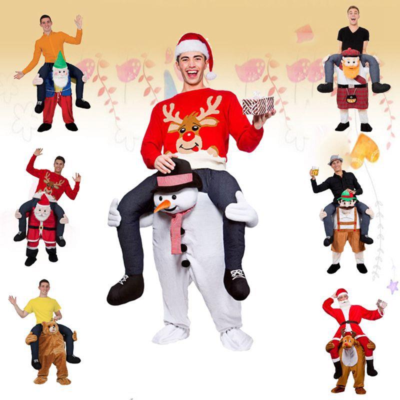 万圣节圣诞背人裤服装圣诞老人骑麋鹿背人裤行走搞笑雪人服饰