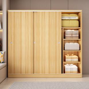推拉门衣柜家用卧室木质灰色收纳柜子小户型出租房简易衣J&