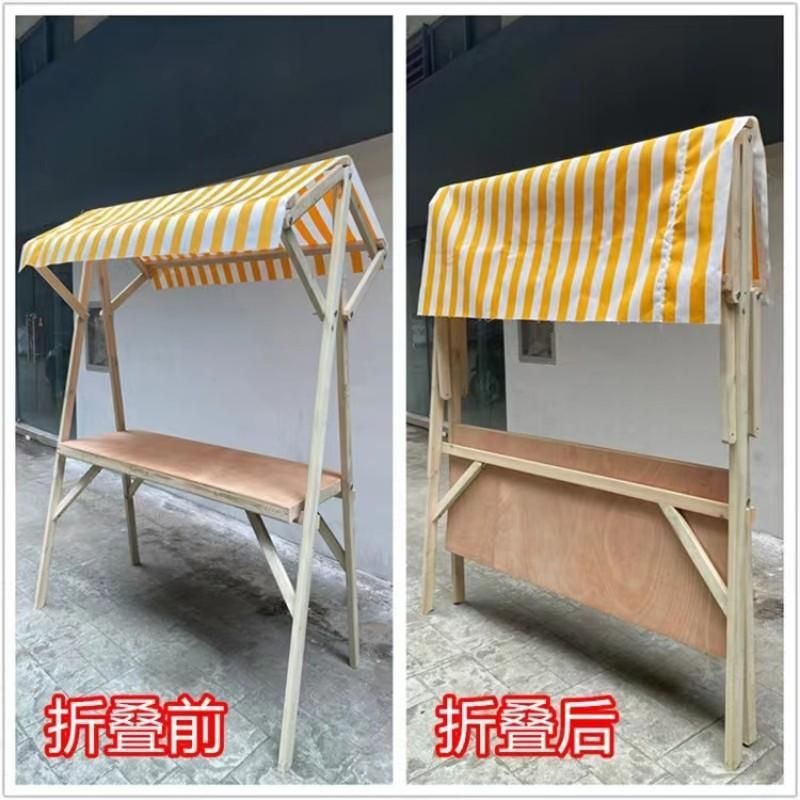 网红集市摊位展示架实木促销花车夜市架可折叠摆摊小推车轮子