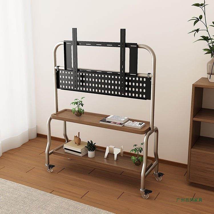 不锈钢可移动电视落地支架挂架适用43到80英寸带轮子客厅卧室推车