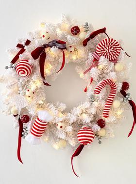 NUCHI热销白色圣诞花环藤条装饰门挂圣诞装饰藤圈圣诞节装饰