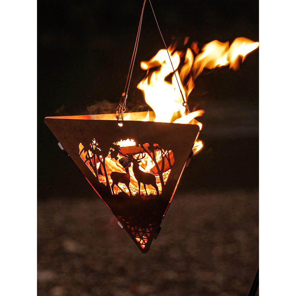 户外三角篝火炉烧烤吊架便携不锈钢露营篝火架吊台野炊柴火炉火盆