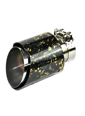 汽车改装尾嘴单出直边黄色点缀锻造纹通用不锈钢排气管尾嘴尾喉