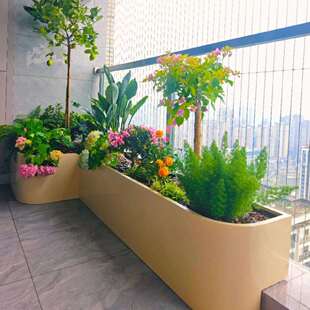 阳台不锈钢花箱室内外户外花箱铁艺庭院组合弧形种植箱花坛池