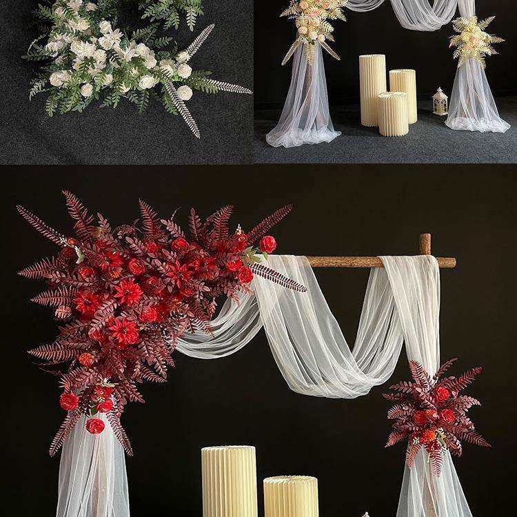 婚庆森系木桩门拱门草坪户外婚礼木头架子花门布置树桩背景摆件