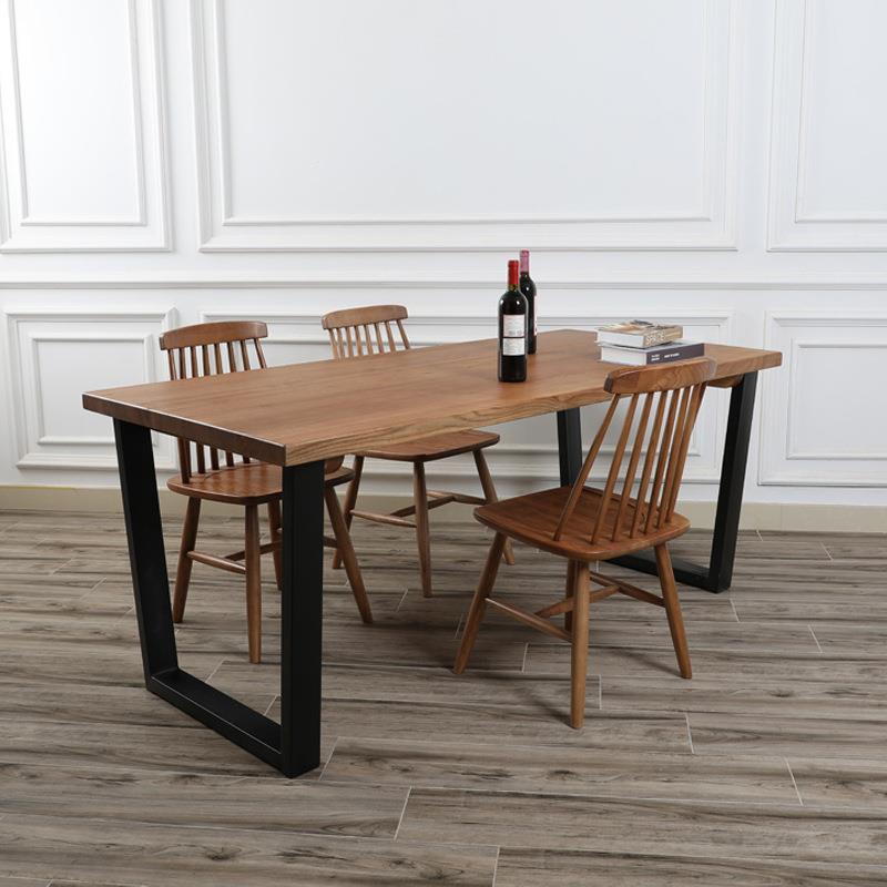 北美黑胡桃木餐桌现代简约小户型餐台原木书桌白蜡木工作台大板桌