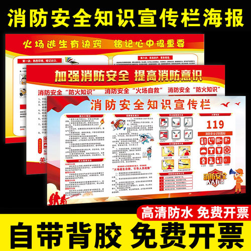 消防安全宣传图公示栏海报贴纸学校消防三提示四个能力防火宣传栏