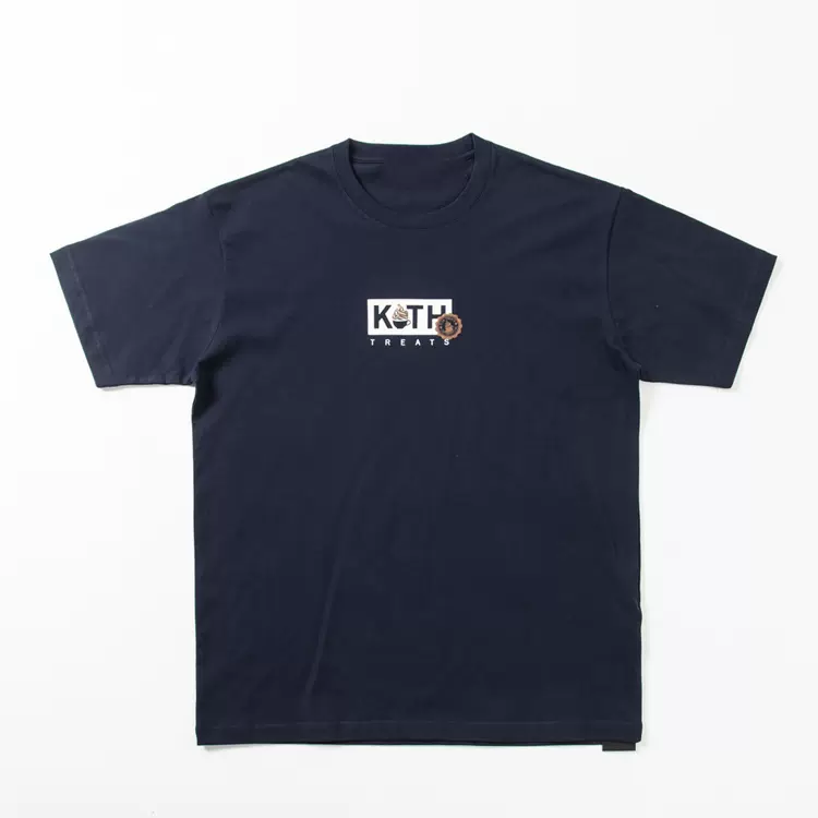 KITH TREATS最新款咖啡杯冰淇淋印花短袖T恤 尺码：S M L XL 颜色：藏青色、象牙白  KH18