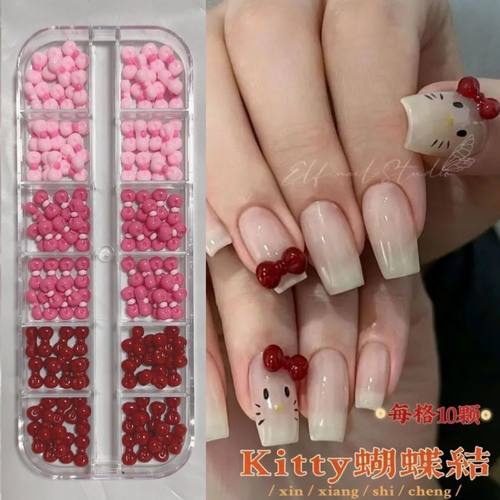hellokitty猫美甲饰品蝴蝶结
