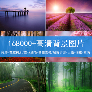 自然风景高清背景图片花草树木街道人物森林湖泊盐田雪景风光素材