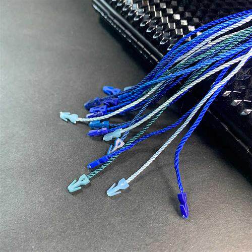 专业订制服装吊牌吊粒双插双头一次性吊挂绳品质高长方形塑料蓝色