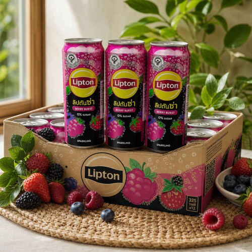 泰国Lipton立顿莓果气泡饮料12罐