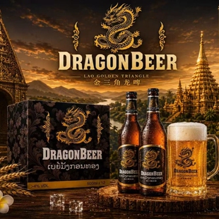原装正宗老挝进口啤酒金三角龙啤500ml*12大瓶整箱全麦芽精酿黄啤