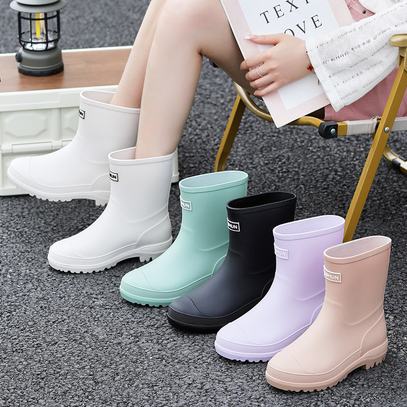 雨鞋女款中筒雨靴加绒水鞋新款防水防滑胶鞋厨房洗车工作短筒水靴,女鞋,雨鞋,淘宝优惠券,粉丝福利购,淘宝优惠卷