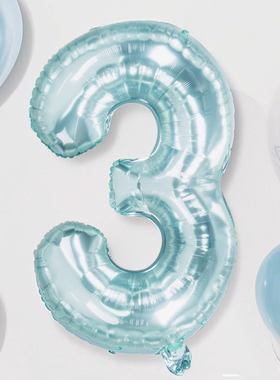 32寸蓝色水晶果冻色数字铝膜气球儿童1周岁生日场景布置派对装饰