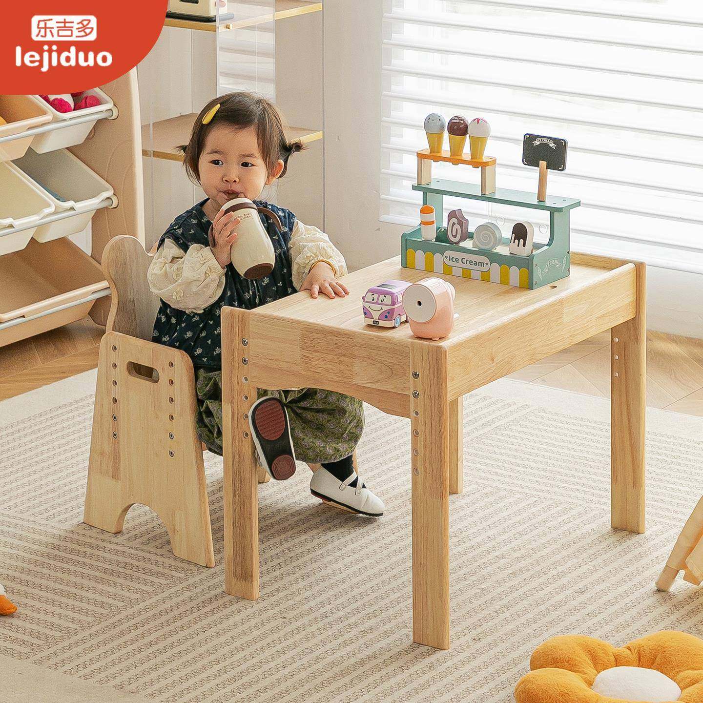 儿童书桌椅套装宝宝多功能玩具学习桌书桌小孩书桌幼儿实木桌子