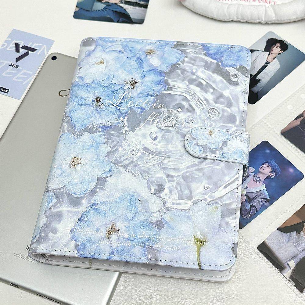 ins风高颜值水中PU卡册学生A5四宫格活页磁扣小卡收纳册照片相册