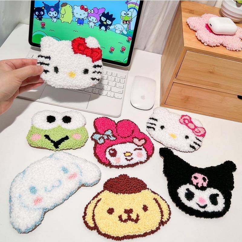 戳戳绣杯垫DIY冰箱贴材料包戳针手工隔热羊毛毡卡通毛线 线画 画